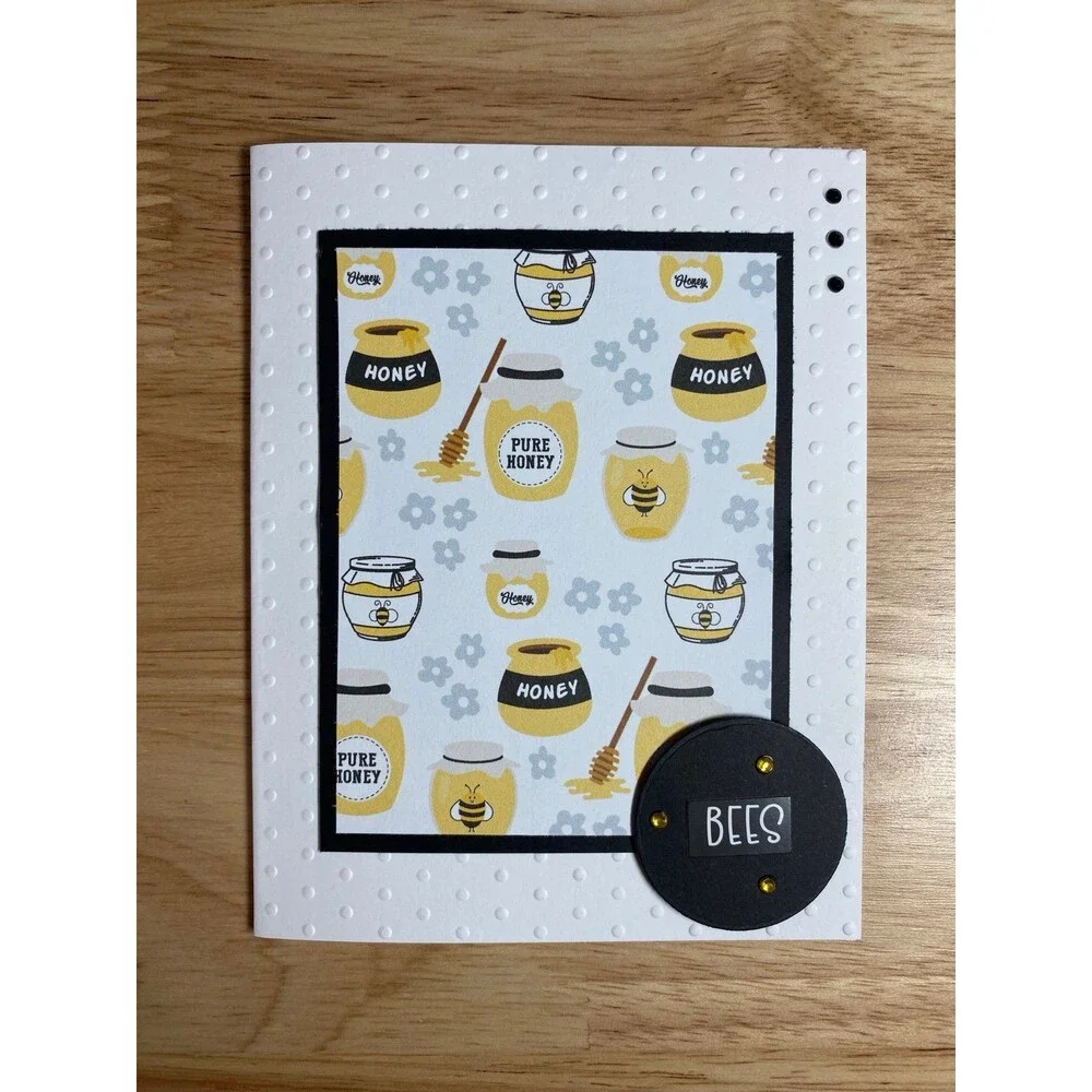 Bee & Flowers Greeting Card – Handmade A2 Card – All Occasion Blank Card